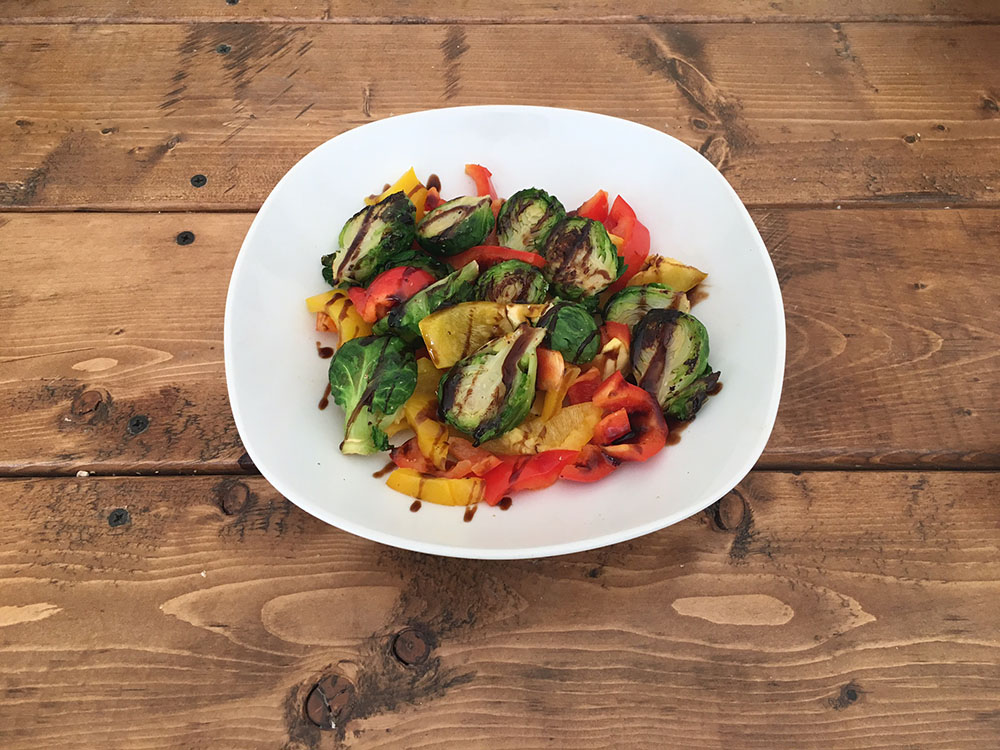 Balsamic Brussels Sprouts and Bell Peppers