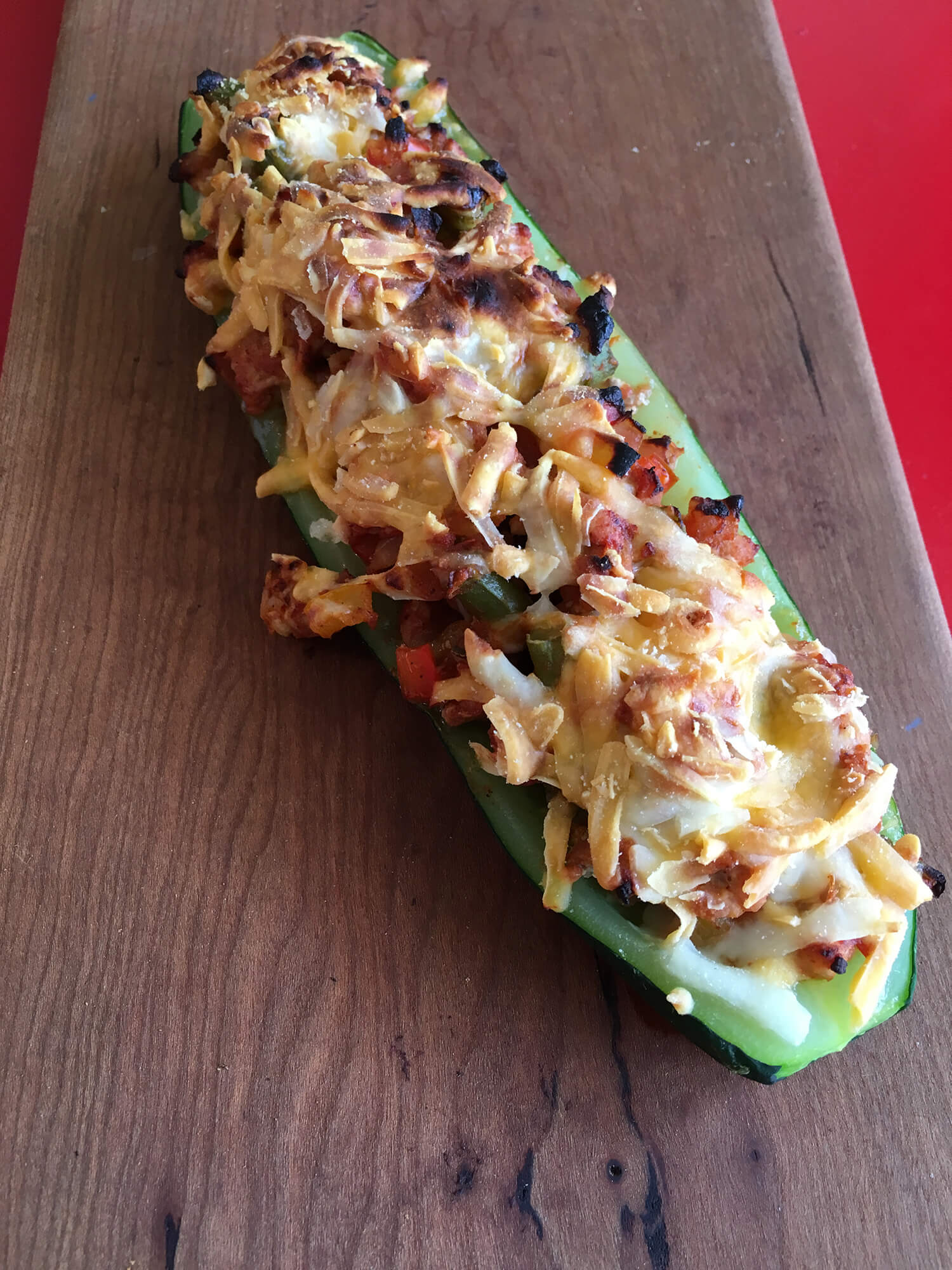Turkey Taco Stuffed Zucchini Boat