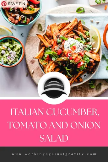Italian cucumber, tomato, and onion salad pinterest pin