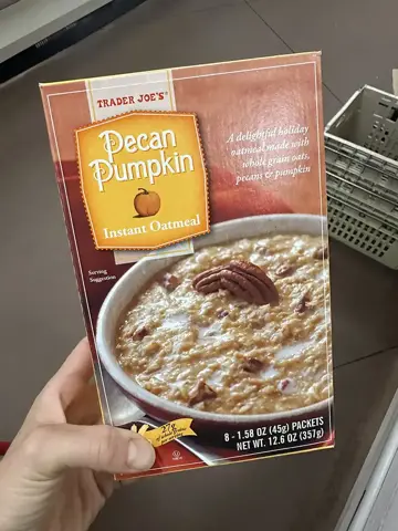 pecan pumpkin instant oatmeal from Trader Joe's