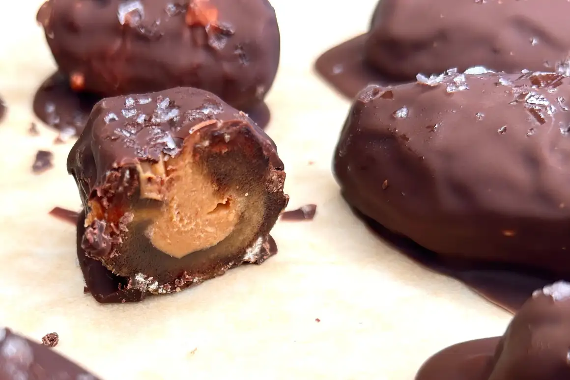 Frozen Stuffed Chocolate Dates - Working Against Gravity